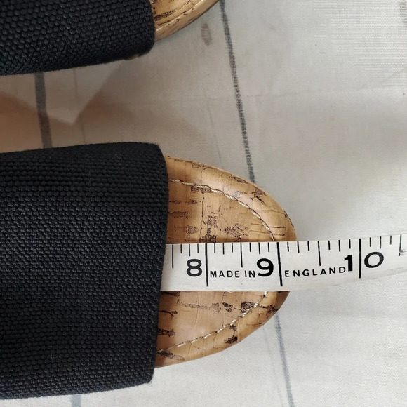 Esprit Platform Wedge Slides Cork Sole Size 38/39 Black Stretch Band - Picture 12 of 15